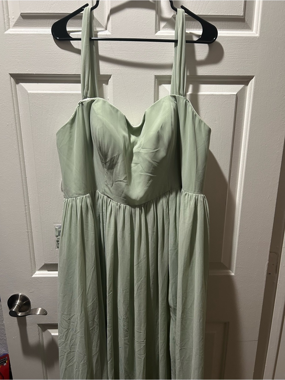 NWT Azazie Calianna Dusty Sage A-Line Off the Shoulder Chiffon Convertible Dress
